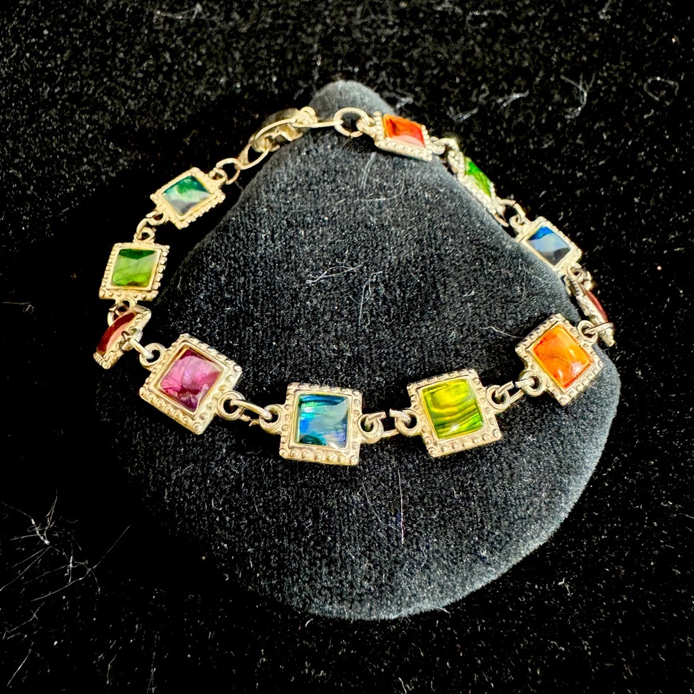 Colored Square Link Bracelet